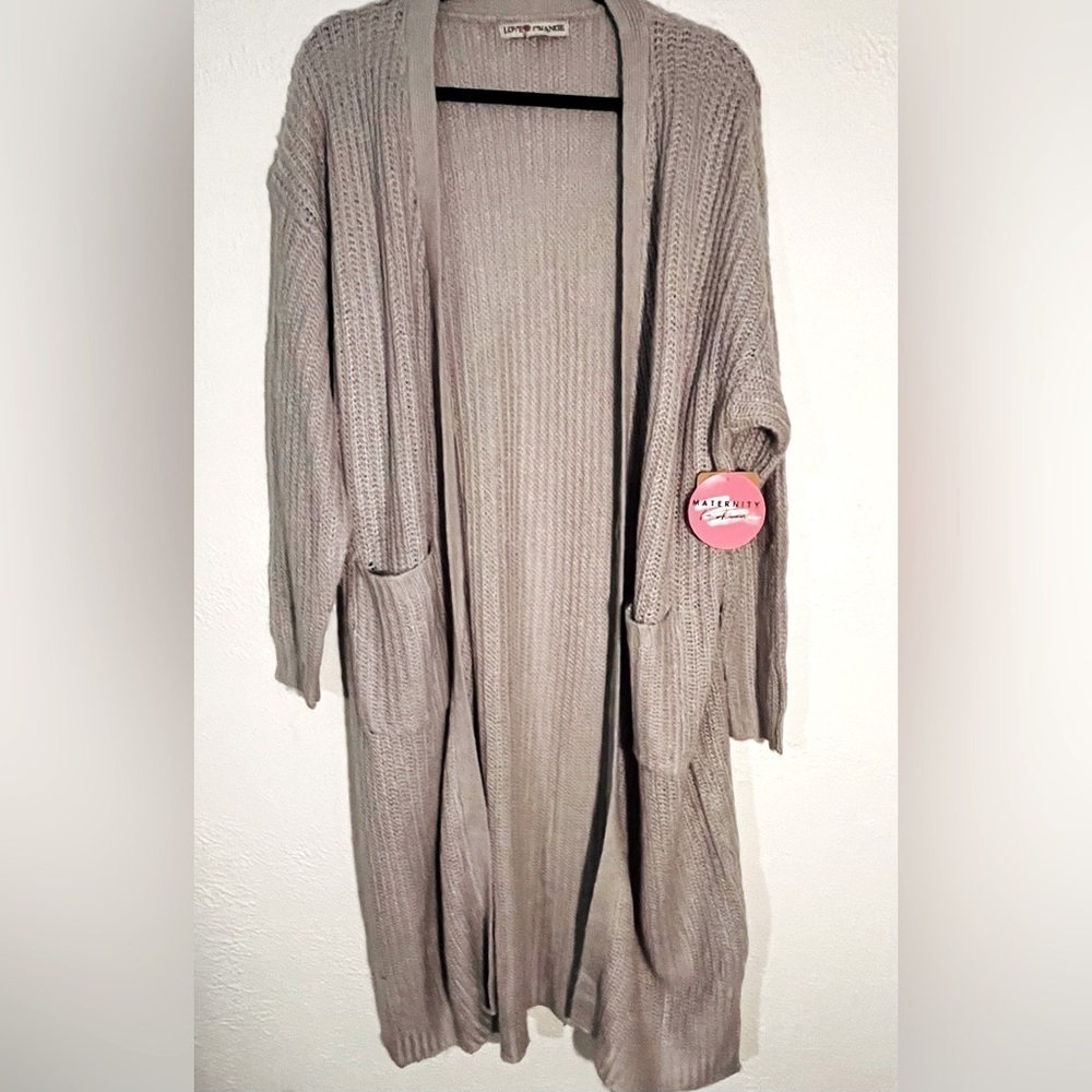 Love Change Italy Gray Cardigan Maternity Sweater NWT Size L